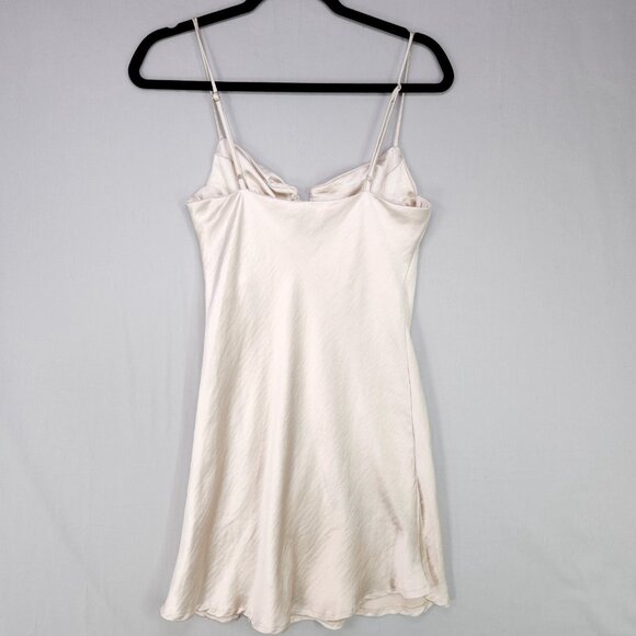 Princess Polly Satin Slip Mini Dress Size 6 Womens Champagne Spaghetti Strap - Picture 2 of 11